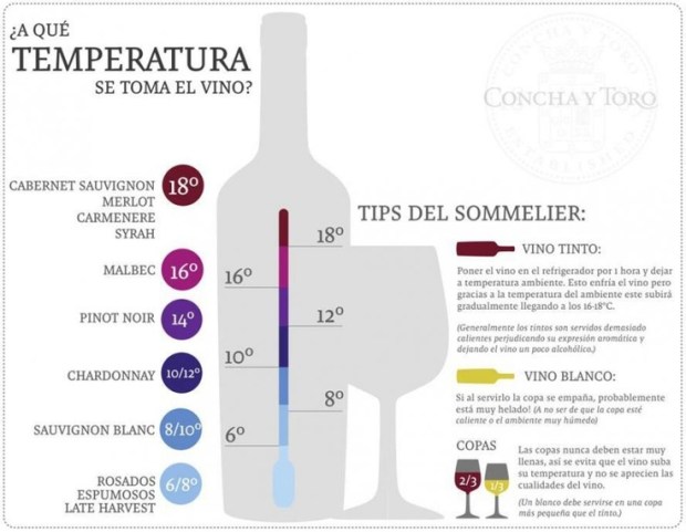 A qué temperatura se sirve el vino