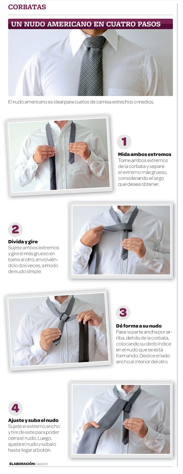 Nudo americano para tu corbata en 4 pasos